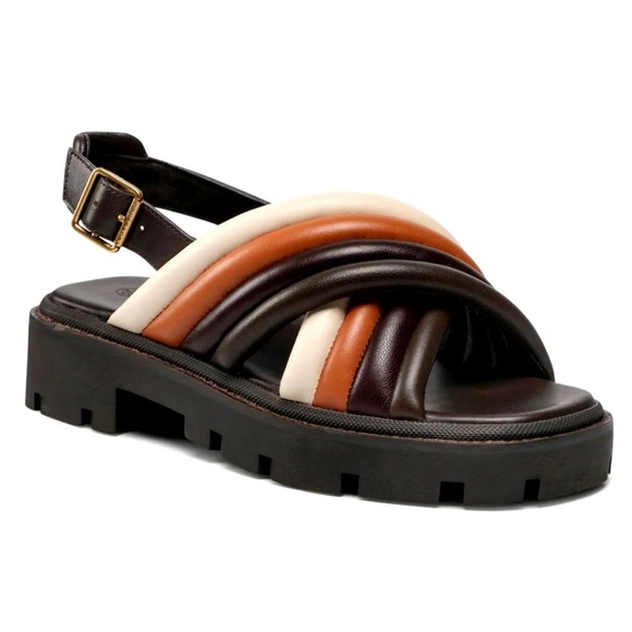 TORY BURCH LUG SOLE SLINGBACK SANDAL LEATHER NAPPA MULTI COLOR - Picture 1 of 10